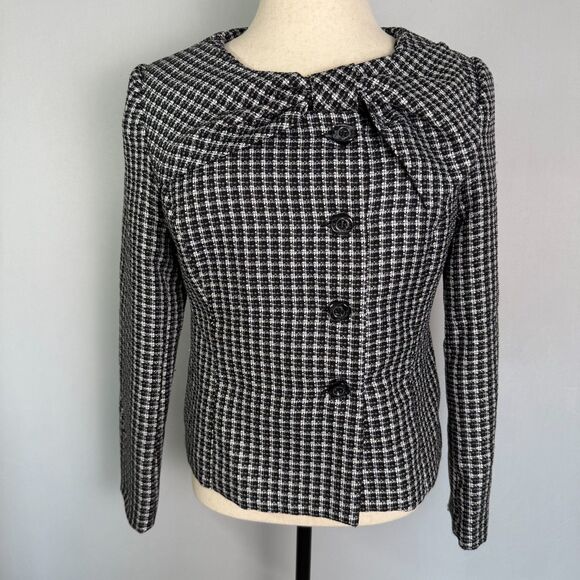 Giorgio Sant' Angelo Women's Blazer, Size 12, Bow & Buttons, Black & White - Picture 1 of 16